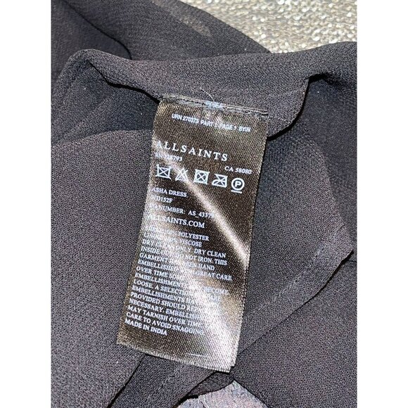 All saints Asha Dress Black Embellished Double Layered Sequin Chain Straps Size - Picture 8 of 9